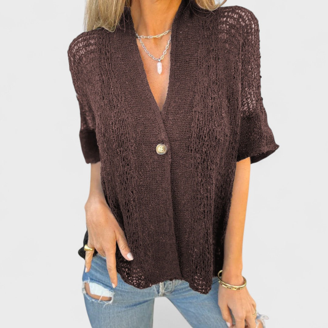 Varrea - Blusa da donna monocolore con un bottone