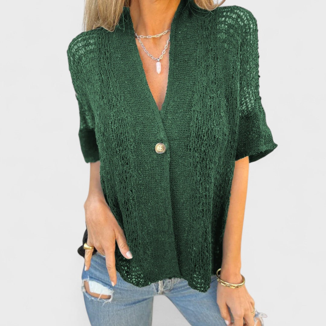 Varrea - Blusa da donna monocolore con un bottone