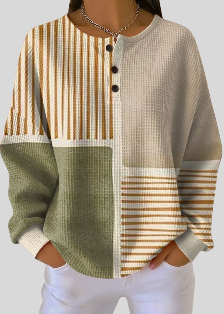 HARPER | Felpa Henley in Maglia Waffle da Donna