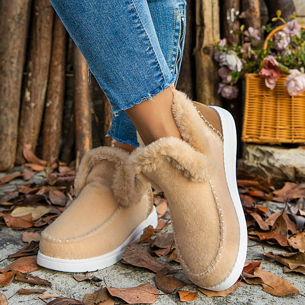 Stivaletti Ankle in Fleece Morbido, Scarpe Invernali Comode e Pelose