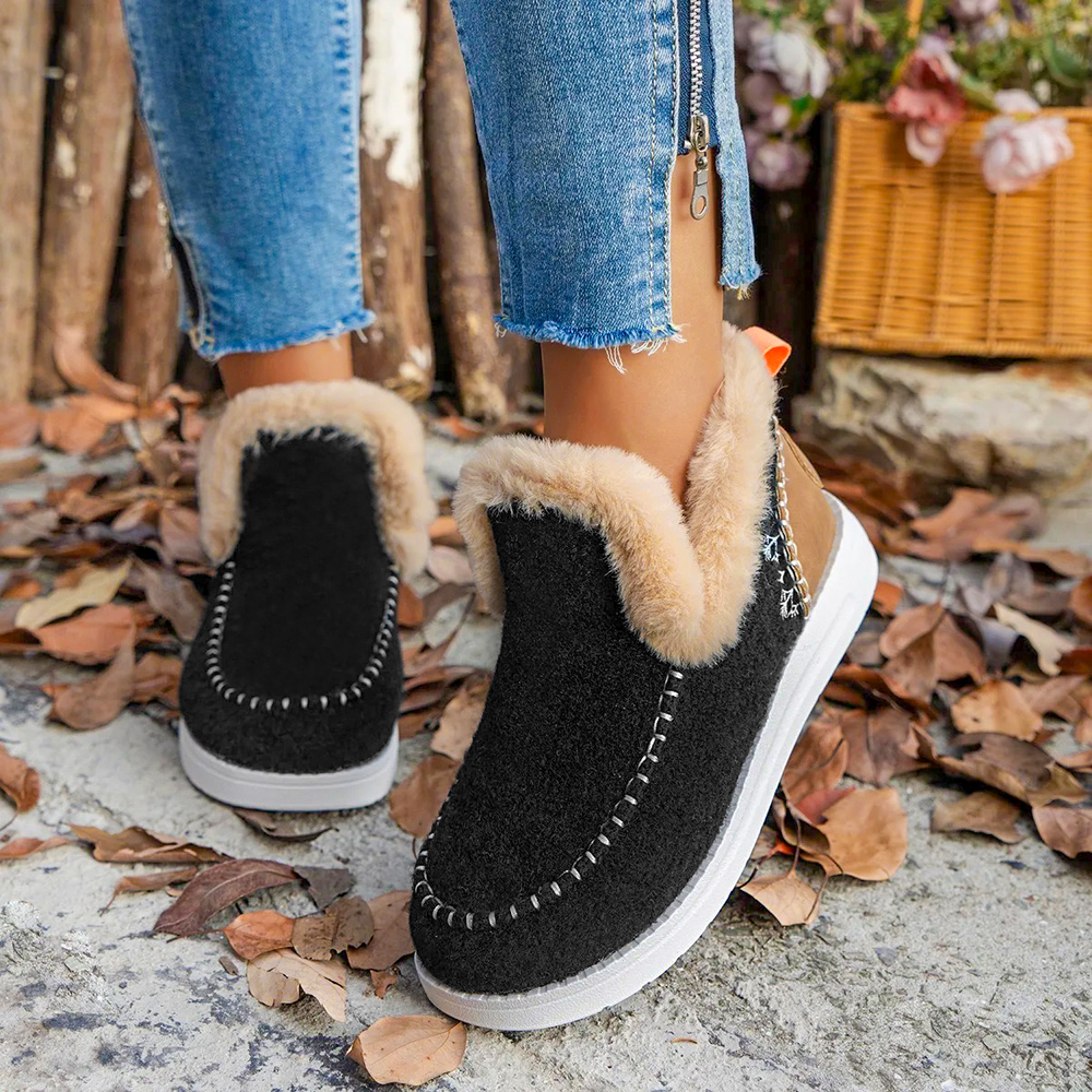 Stivaletti Ankle in Fleece Morbido, Scarpe Invernali Comode e Pelose