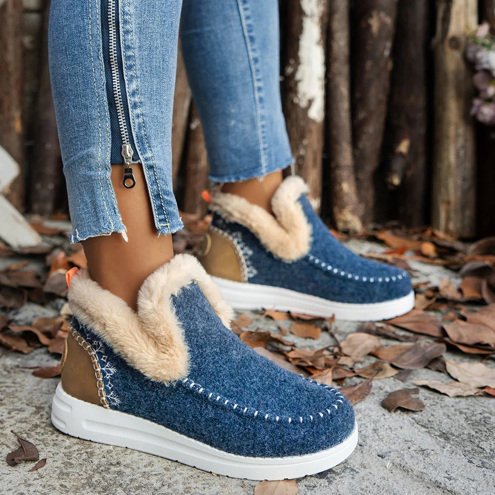 Stivaletti Ankle in Fleece Morbido, Scarpe Invernali Comode e Pelose