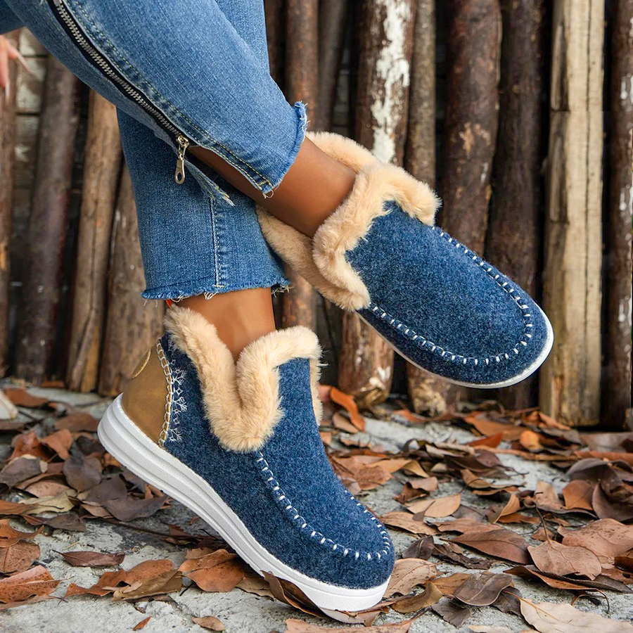 Stivaletti Ankle in Fleece Morbido, Scarpe Invernali Comode e Pelose