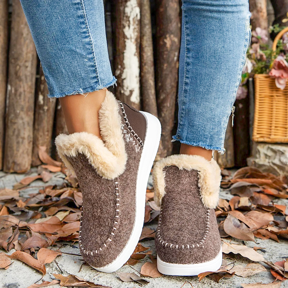 Stivaletti Ankle in Fleece Morbido, Scarpe Invernali Comode e Pelose
