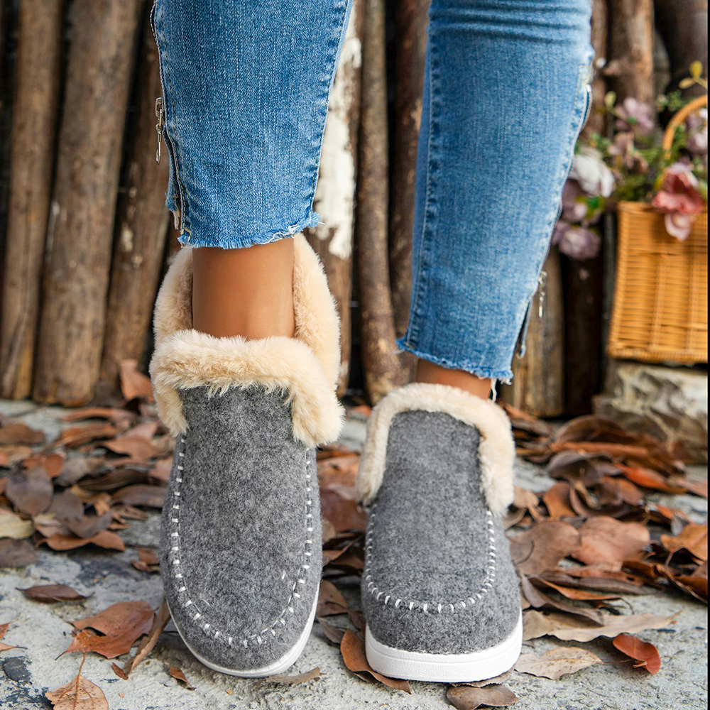 Stivaletti Ankle in Fleece Morbido, Scarpe Invernali Comode e Pelose