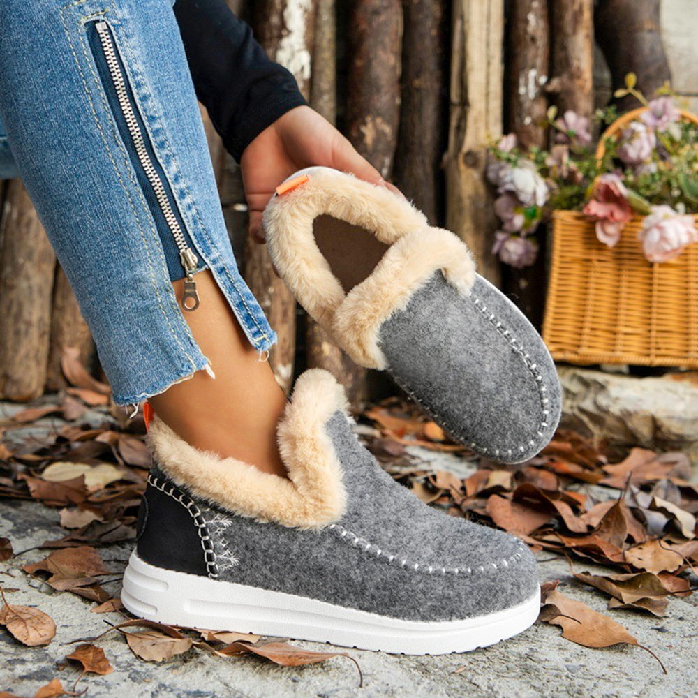 Stivaletti Ankle in Fleece Morbido, Scarpe Invernali Comode e Pelose