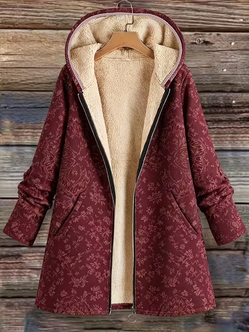 Rosemary™ | Cappotto con Cappuccio Foderato in Pile a Fiori