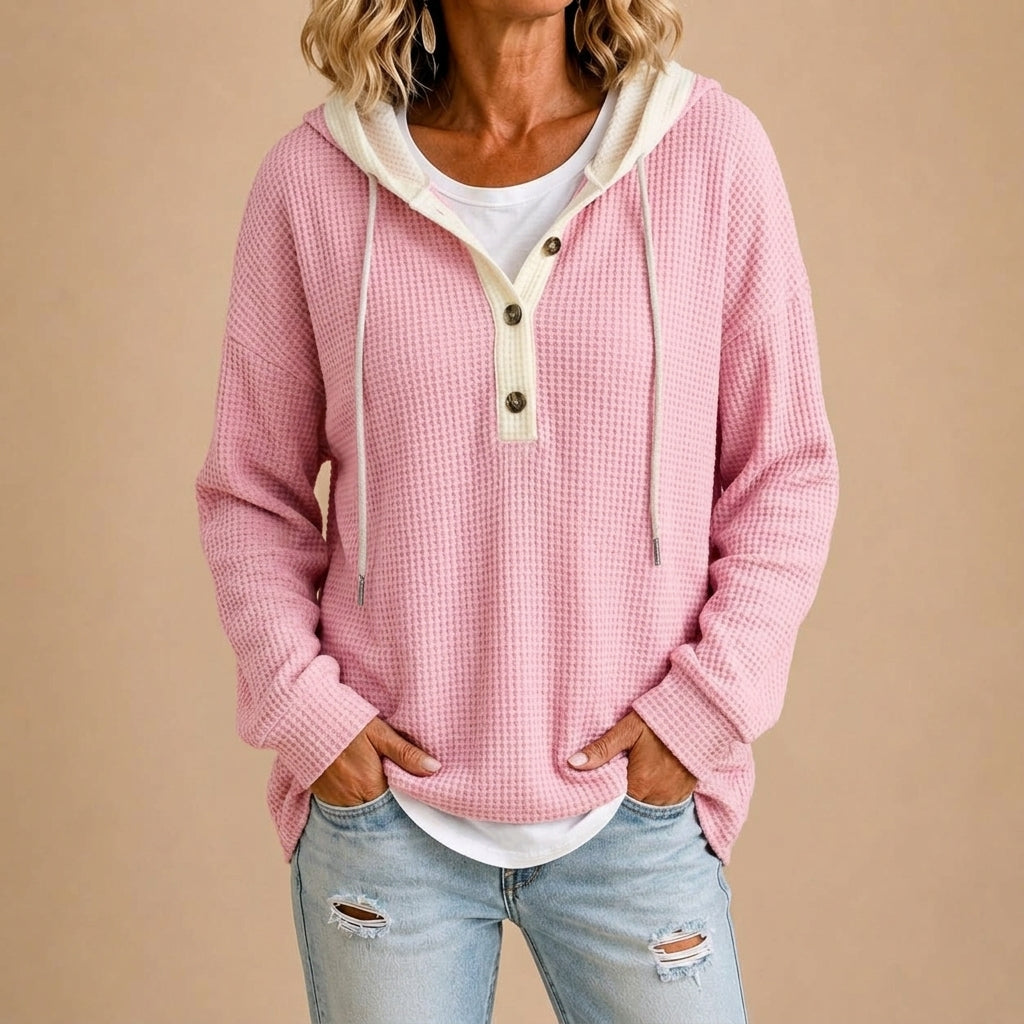 Tiziana | Poncho in Maglia con Cappuccio e Bottoni