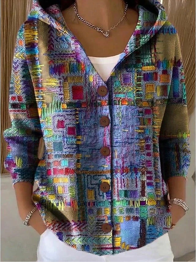 Palmira | Cardigan Stampato con Cappuccio