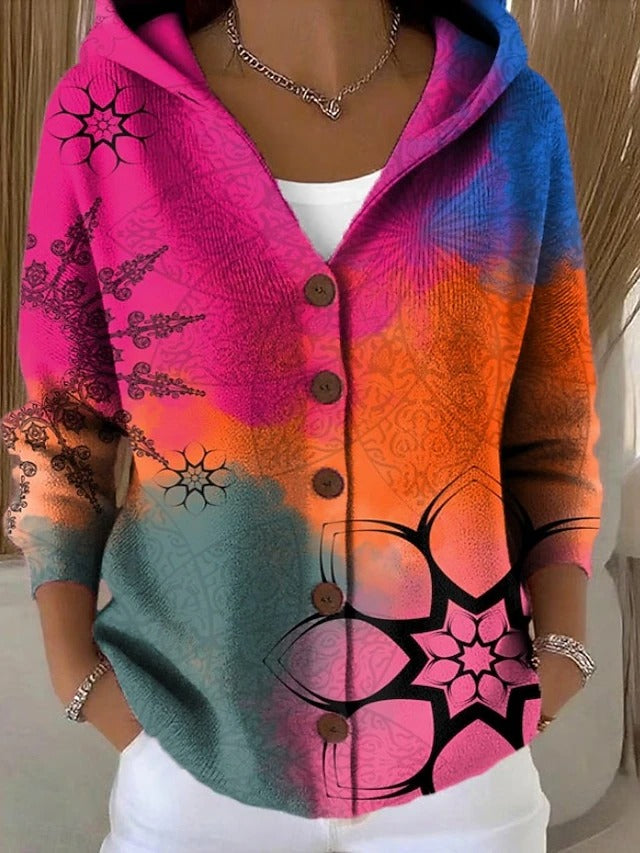 Palmira | Cardigan Stampato con Cappuccio