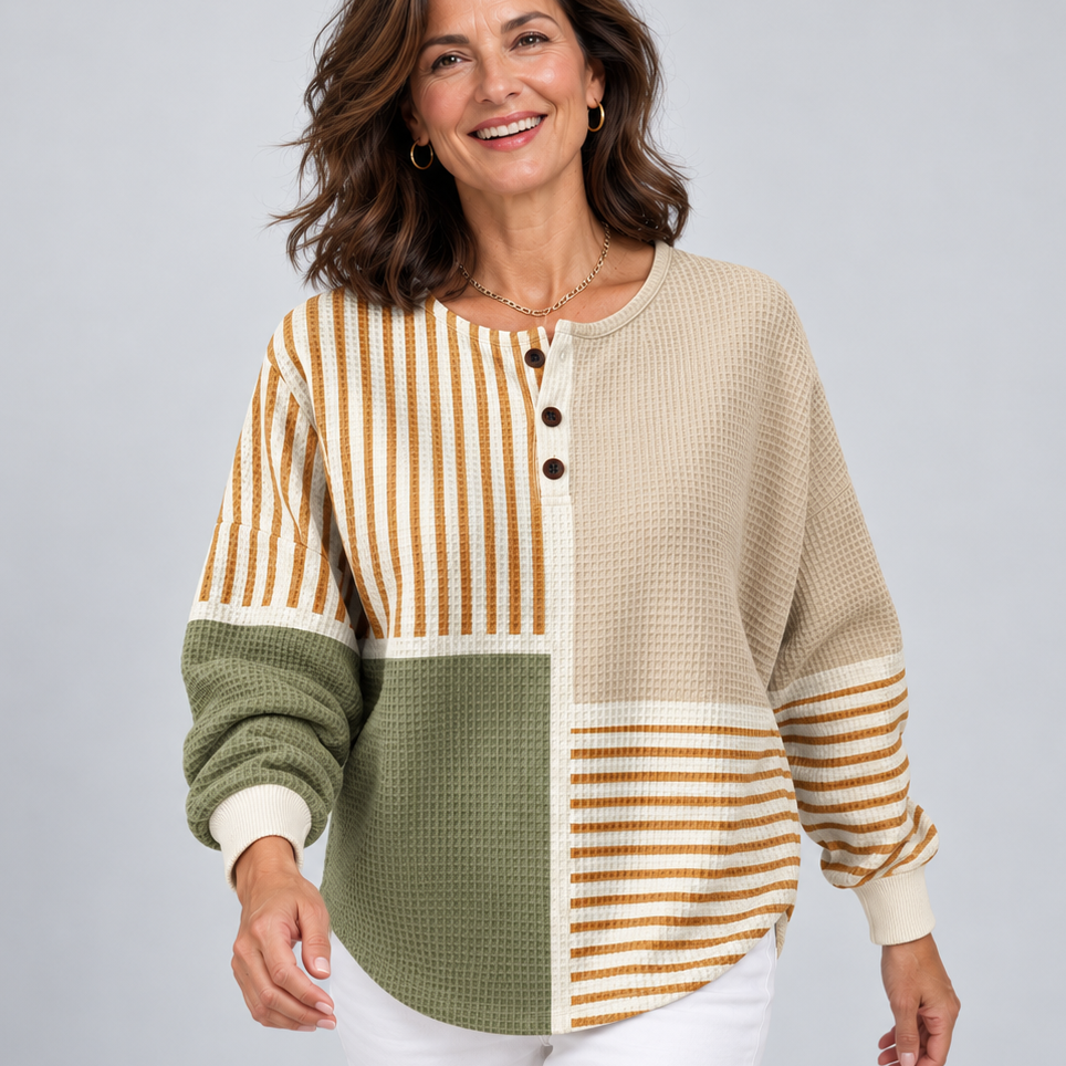 HARPER | Felpa Henley in Maglia Waffle da Donna