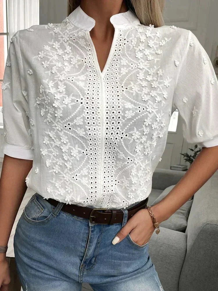Laurine | Elegancki top casual z haftem