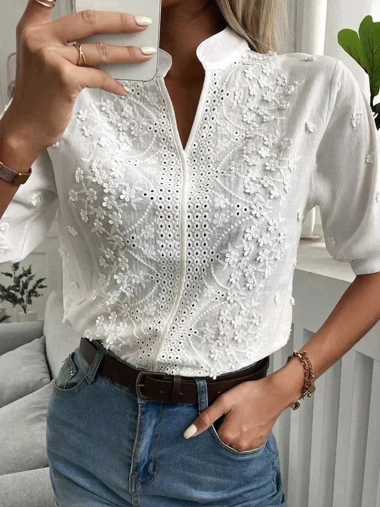 Laurine | Elegancki top casual z haftem