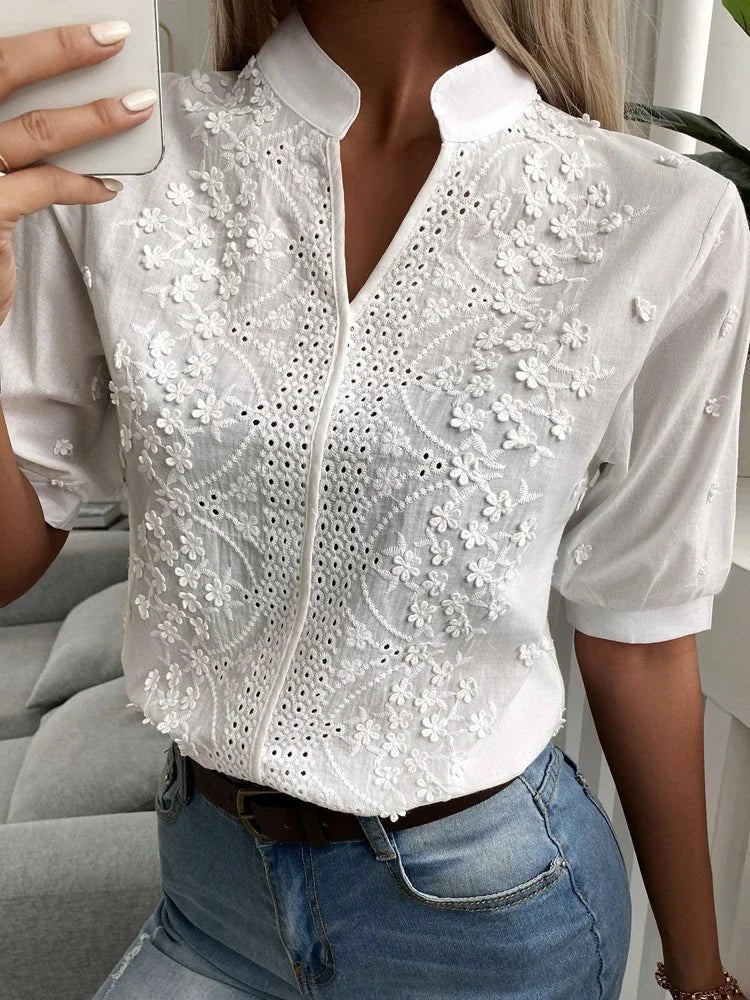 Laurine | Elegancki top casual z haftem
