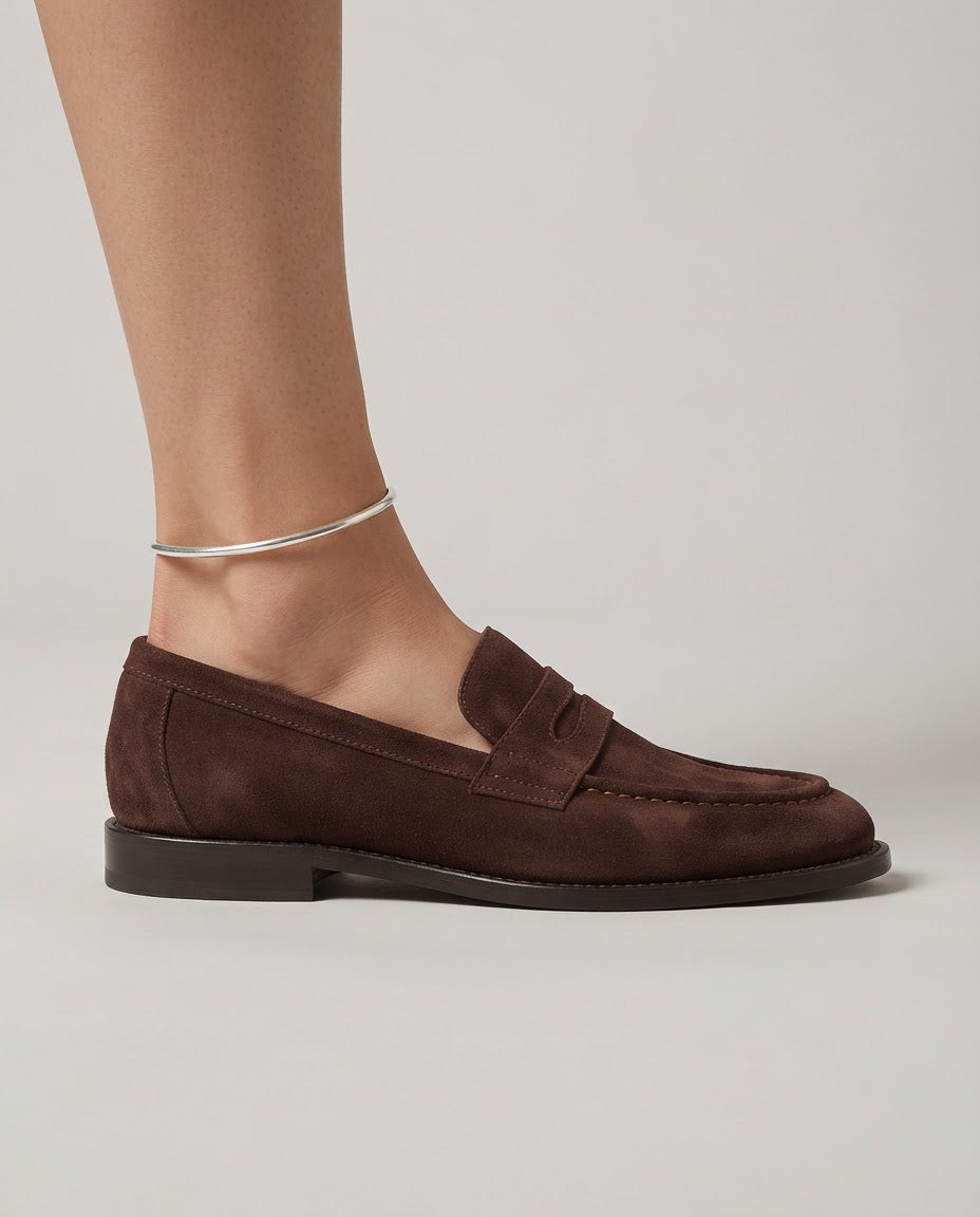 Mocassino Bianca — Penny in Camoscio