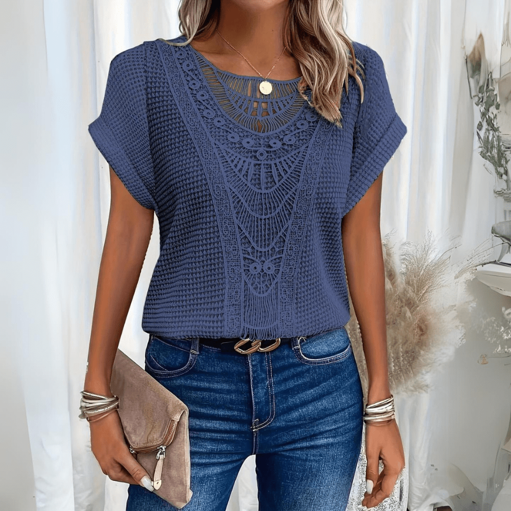 Teodora | Top Raffinato w Koronkowym Pizzo Macramè