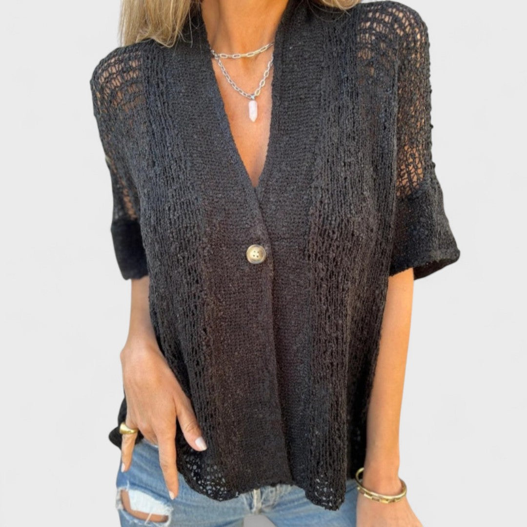 Varrea - Blusa da donna monocolore con un bottone